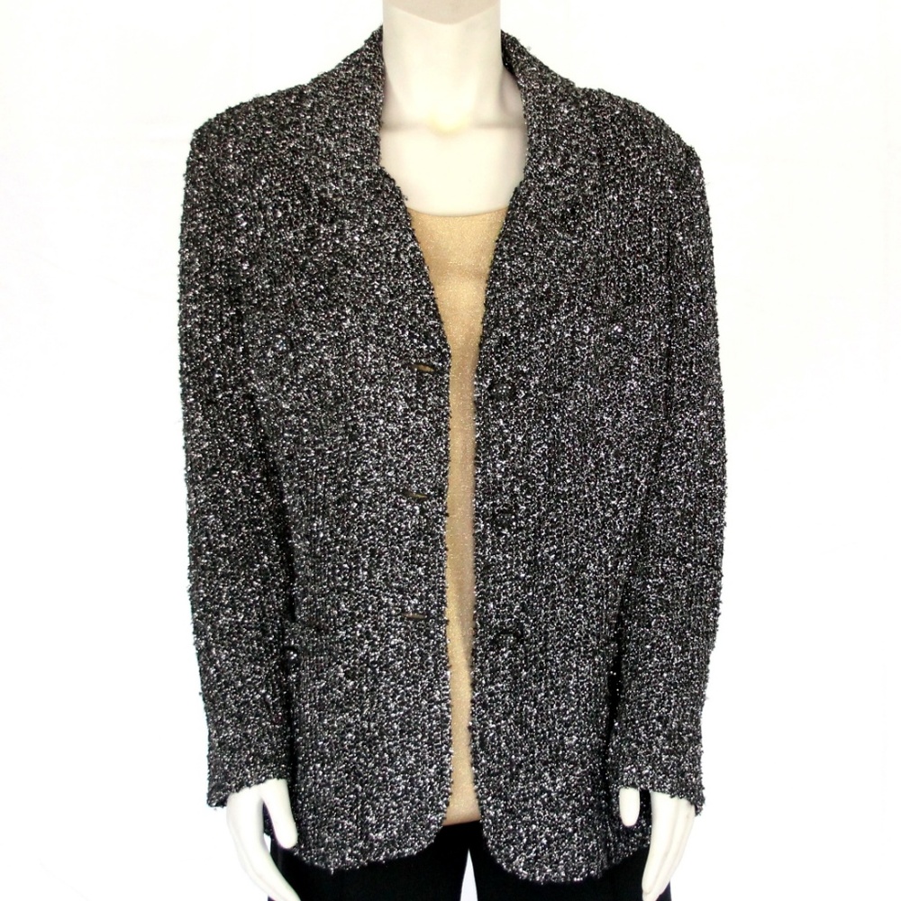 NWOT St John Blazer / Black w Silver Metallic